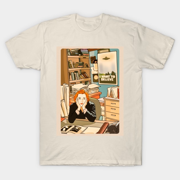 The skeptical Dana Scully in the Mulder s office T-Shirt by Mimie20